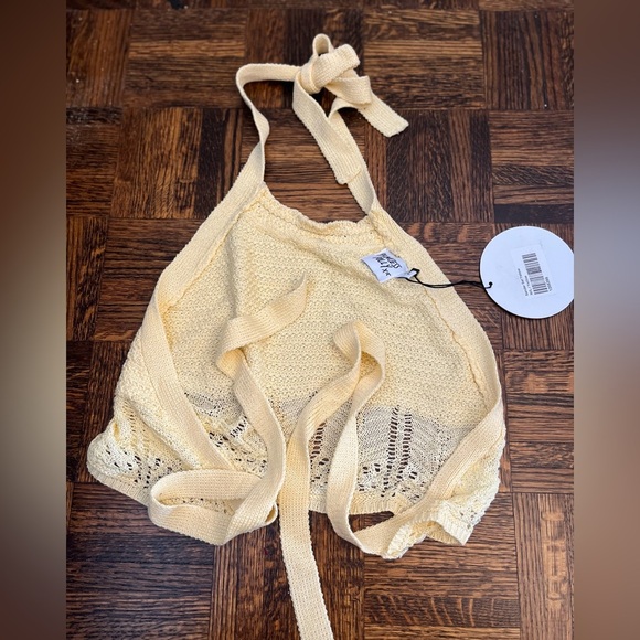 NWT Princess Polly Cropped crochet knit yellow top - Picture 12 of 14